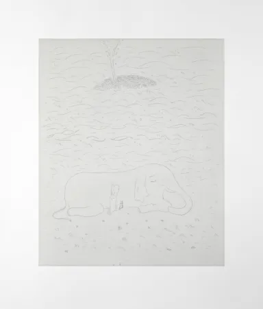 Etching Kaga - Elephant and whale