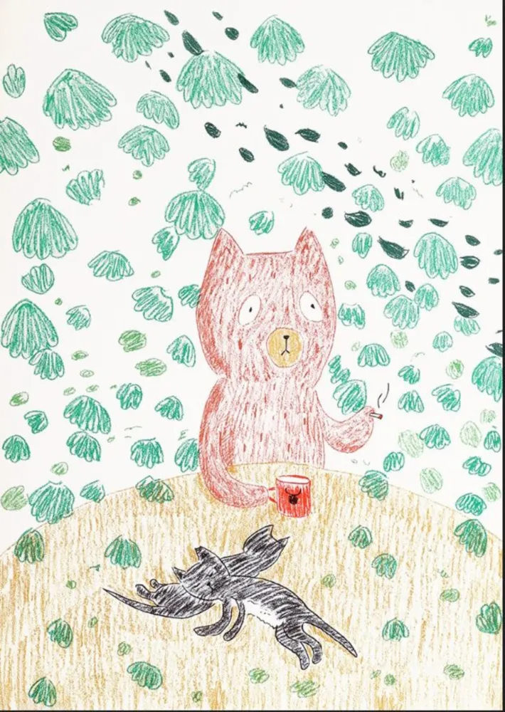 Lithograph Kaga - Kumacchi in green 1