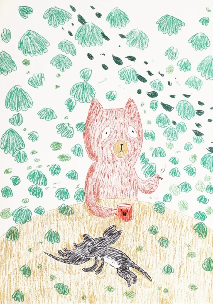 Lithograph Kaga - Kumacchi in green 1