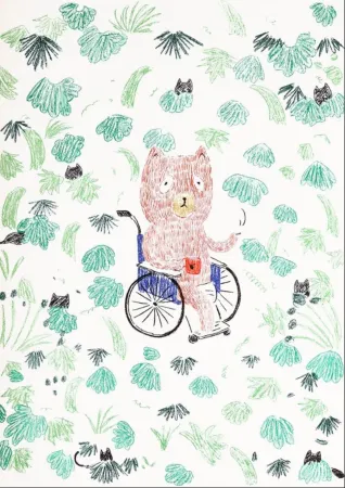 Lithograph Kaga - Kumacchi in green 2