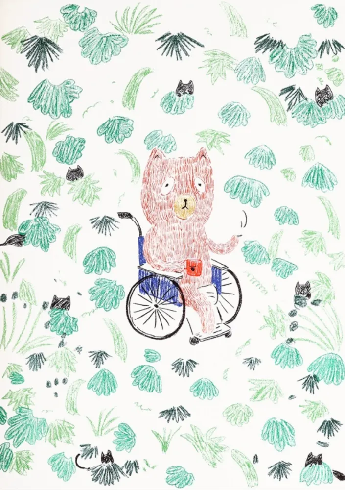 Lithograph Kaga - Kumacchi in green 2