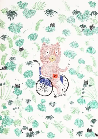 Lithograph Kaga - Kumacchi in green 2