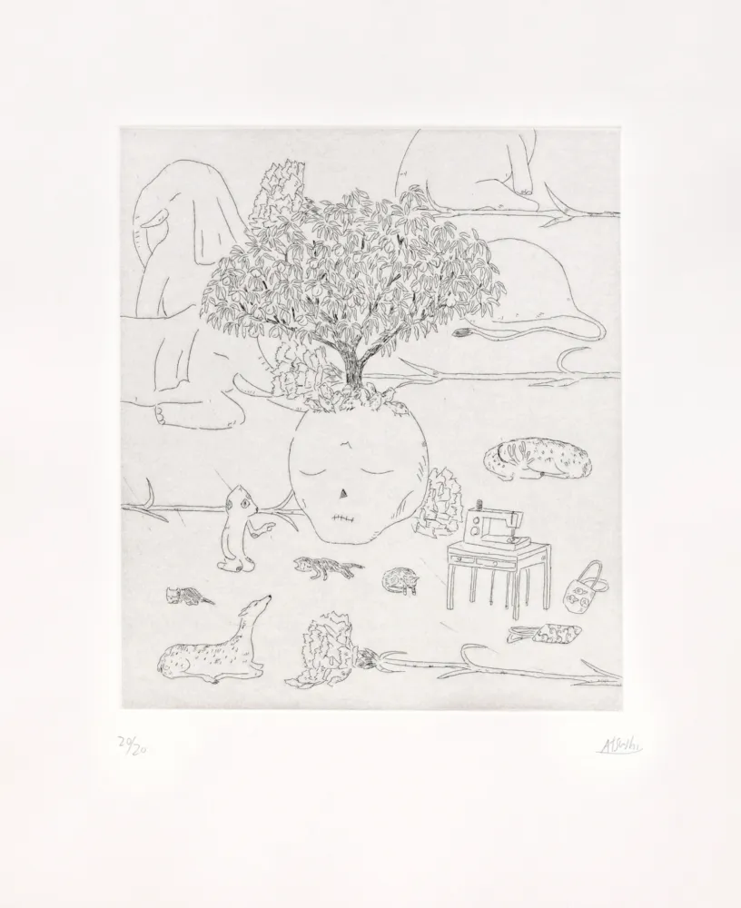 Etching Kaga - Peach tree