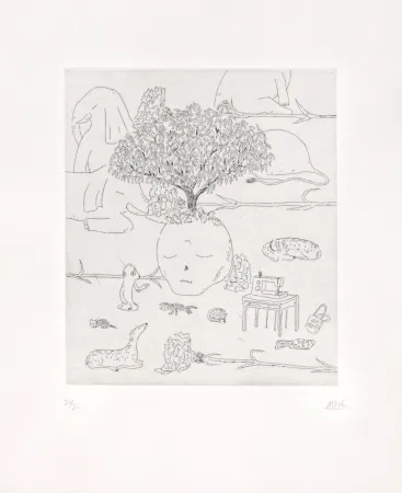Etching Kaga - Peach tree