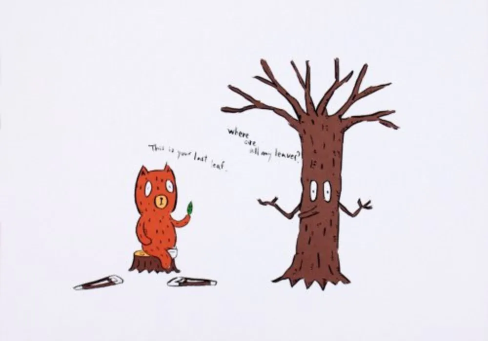 Lithograph Kaga - This is the last leaf