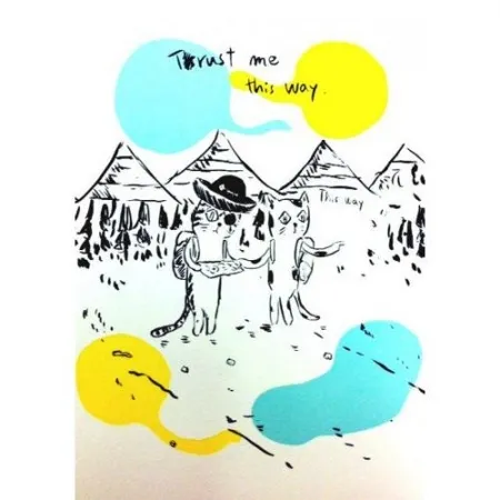 Lithograph Kaga - This way cat with the last cat pirate in the ocean