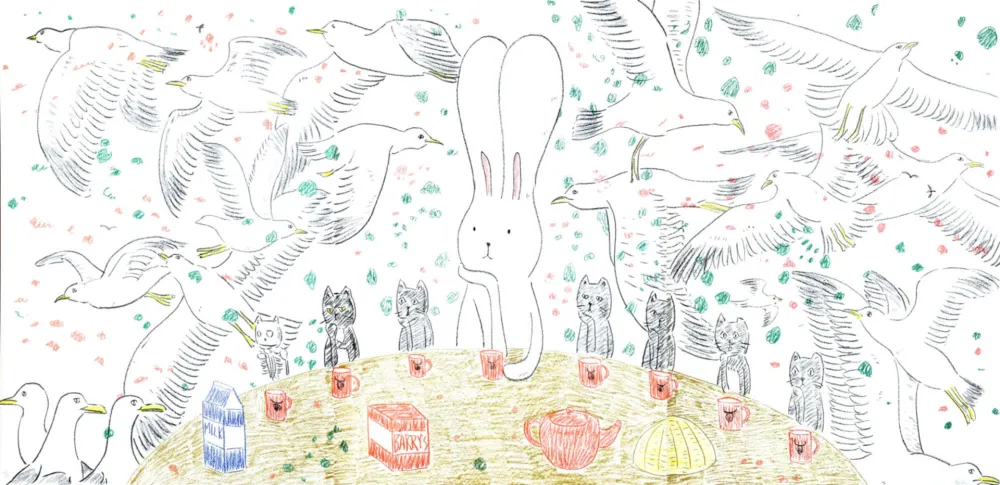 Lithograph Kaga - Usacchi con gaviotas