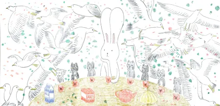 Lithograph Kaga - Usacchi con gaviotas