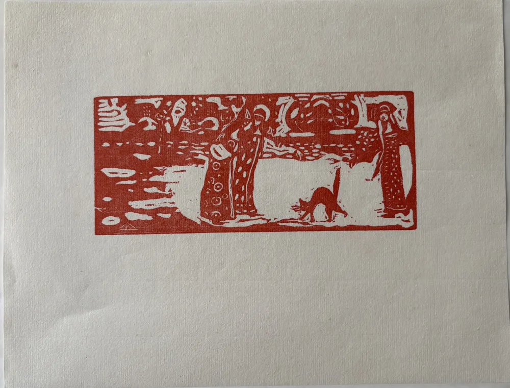 Woodcut Kandinsky - Katze (Cat)