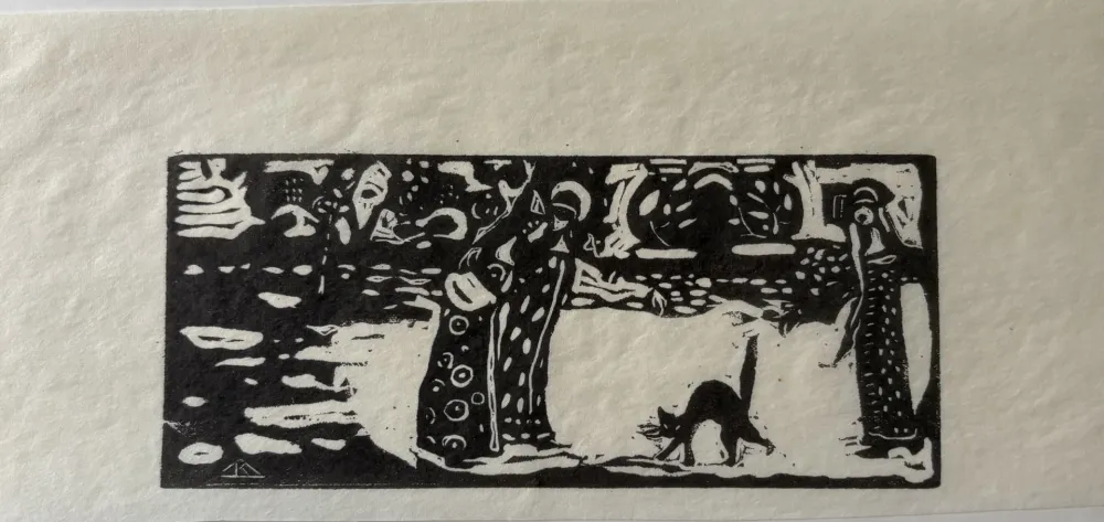 Woodcut Kandinsky - Katze (Cat)