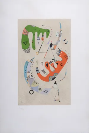 Lithograph Kandinsky - Vert et Rouge, 1969