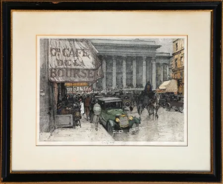 Etching Kasimir - Cafe Bourse, Paris