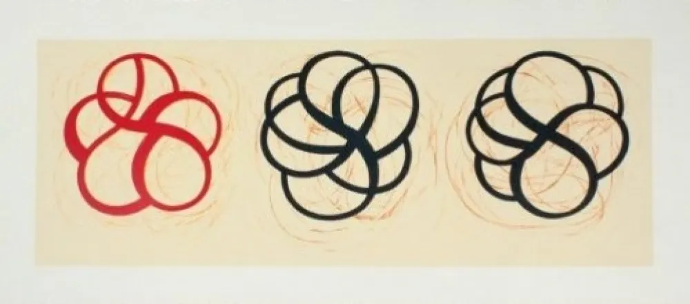 Lithograph Kauffman - Red, Black, Black