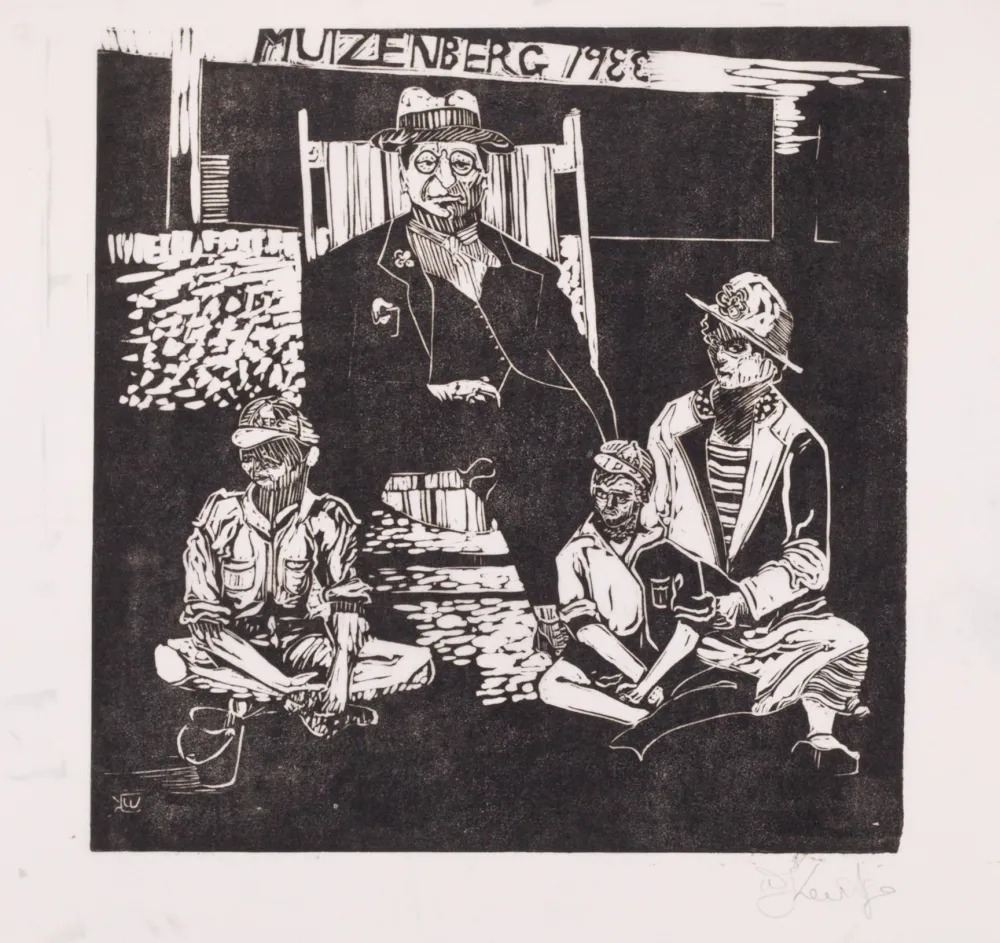 Linocut Kentridge - Muizenberg 1933