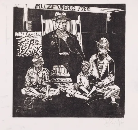 Linocut Kentridge - Muizenberg 1933