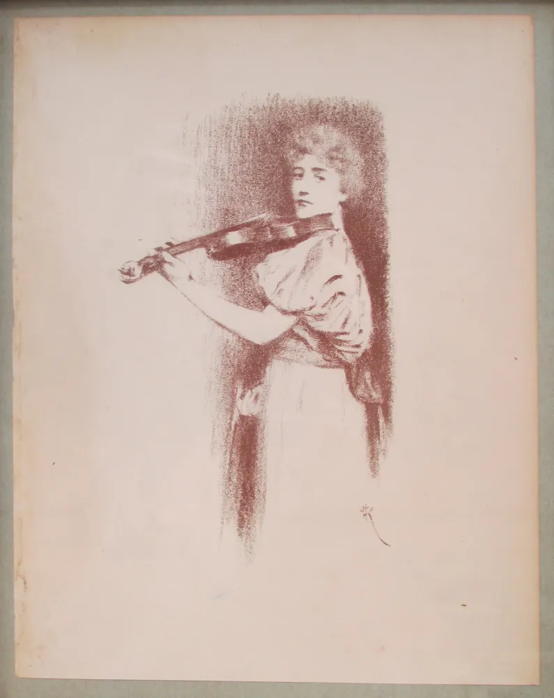 Lithograph Khnopff - The Violinist