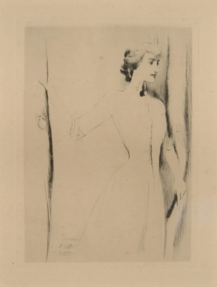 Drypoint Khnopff - Un rideau