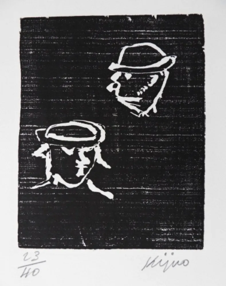 Woodcut Kijno - Verlaine et Rimbaud