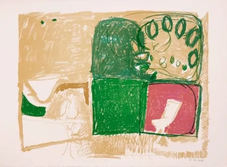 Lithograph Kimura - Paysage vert et violet