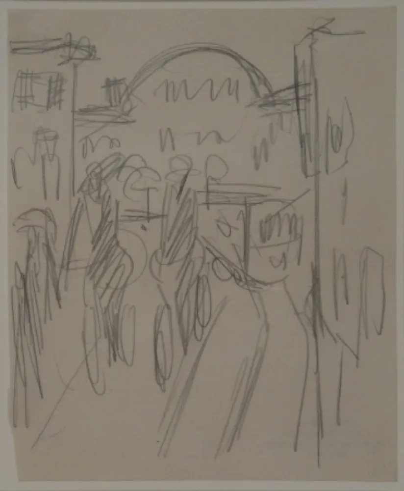 No Technical Kirchner - (Bahnhof Friedrichstrasse mit Radfahrern, Passanten und Strassenbahn)