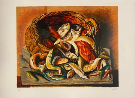 Lithograph Kisling - Les poissons