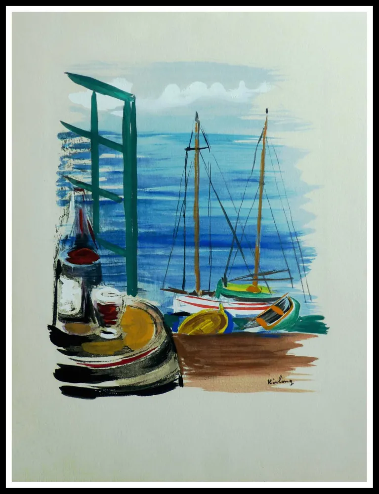 Lithograph Kisling - VINS FLEURS & FLAMMES