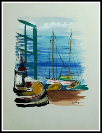 Lithograph Kisling - VINS FLEURS & FLAMMES