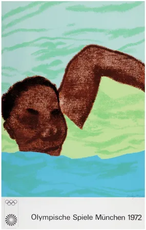 Lithograph Kitaj - Swimmer, from the Munich Olympics Portfolio, 1972 - Hand-signed