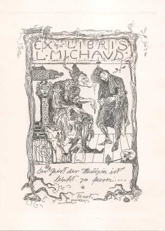 Etching Klee - Ex Libris L. Michaud