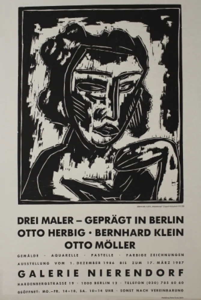 Woodcut Klein - Mädchenkopf