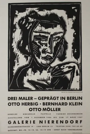 Woodcut Klein - Mädchenkopf