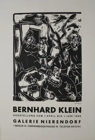Woodcut Klein - Vor dem Haus