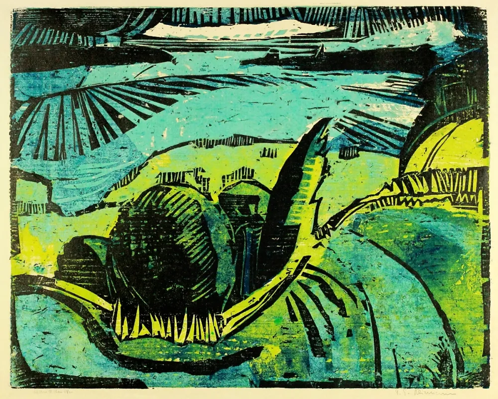 Woodcut Kliemann - Große Havellandschaft (Landscape with Havel river)