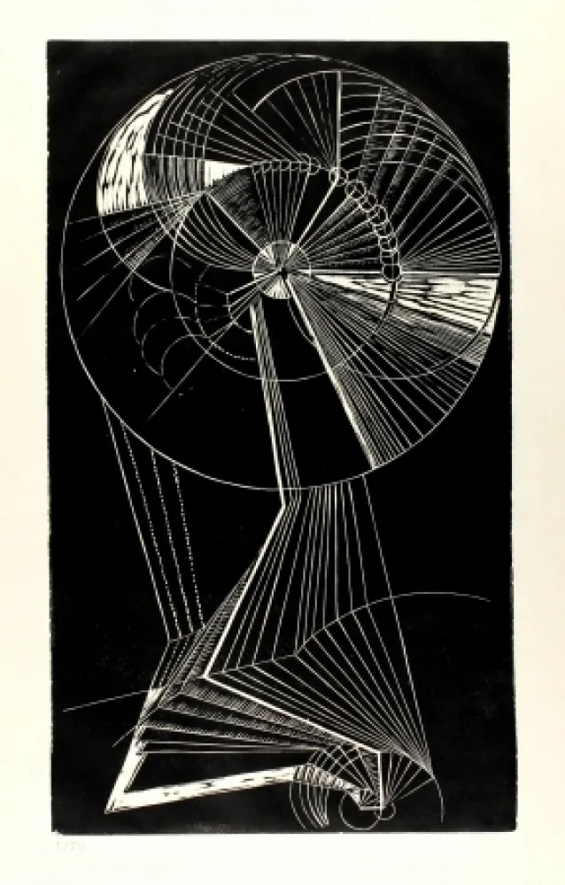 Linocut Klien,  - Mensch in Bewegung (Moving Person)