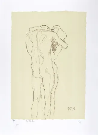 Lithograph Klimt - Couple enlacé / Couple embracing, 1901