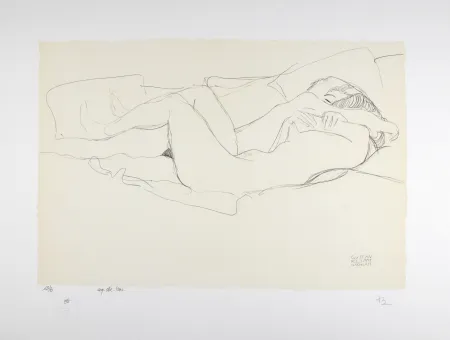 Lithograph Klimt - Etude pour le serpent d'eau / 2 femmes enlacées, 1905 | Study for Water Snakes / Two women embracing, 1905 