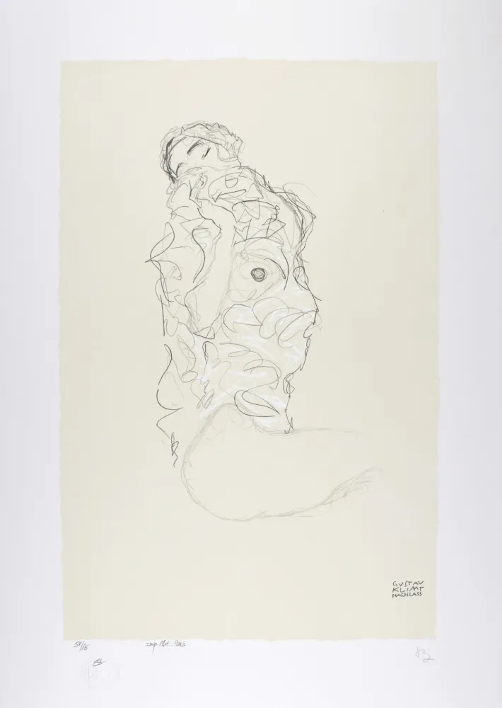 Lithograph Klimt - La fille aux yeux fermés, 1917 | The girl with her eyes closed, 1917