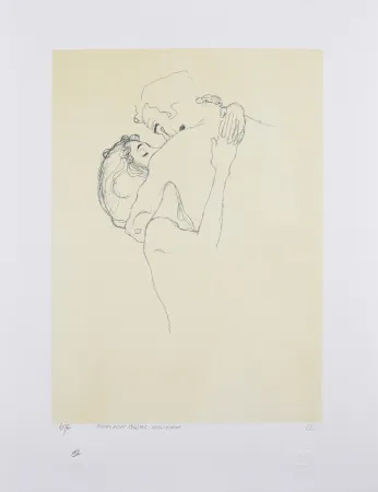 Lithograph Klimt - LES AMOUREUX / LOVERS 1904-1905 / Upper bodies of an embracing couple