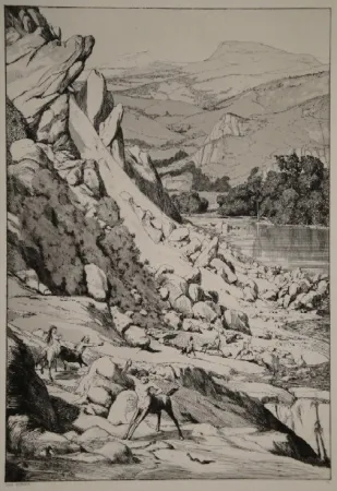 Etching And Aquatint Klinger - Bergsturz