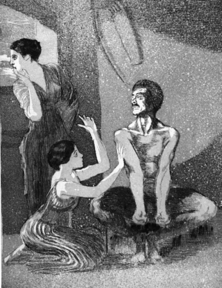 Etching And Aquatint Klinger - La ragazza e il tiratore