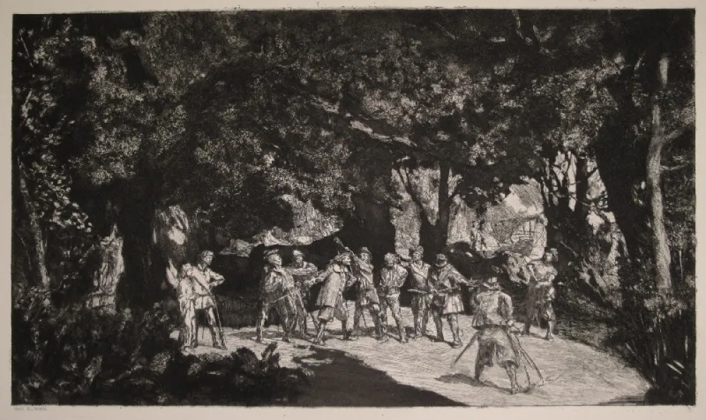 Etching Klinger - Simplicius unter den Soldaten / Simpicius Among the Soldiers