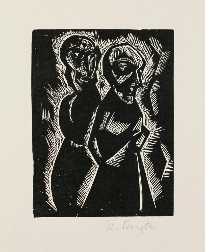 Woodcut Koepke - Zwei Frauen (Two Women)
