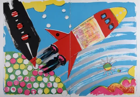 Lithograph Kogelnik - Orange Naked Woman