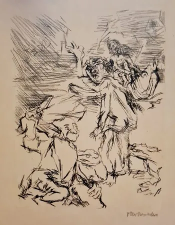 Drypoint Kokoschka - Die Frösche: Dionysos und der schwer beladene Xanthias am Totensee