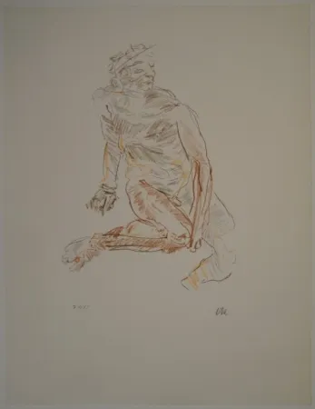 Lithograph Kokoschka - Flussgott