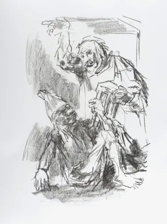 Lithograph Kokoschka - Lear and Fool, 1963