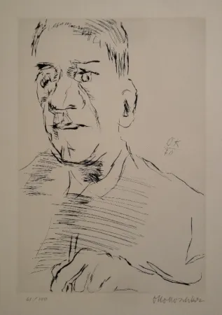 Engraving Kokoschka - Selbstbildnis mit Radiernadel