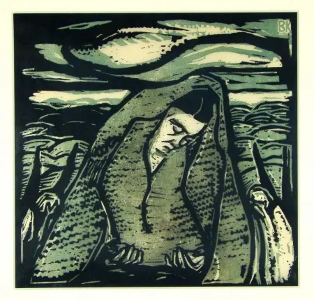 Woodcut Koller-Pinell - Leid (Grief)