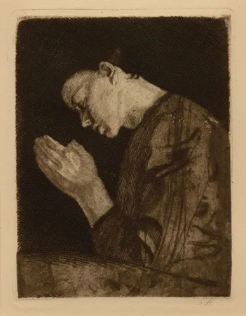 Aquatint Kollwitz - Betendes Madchen