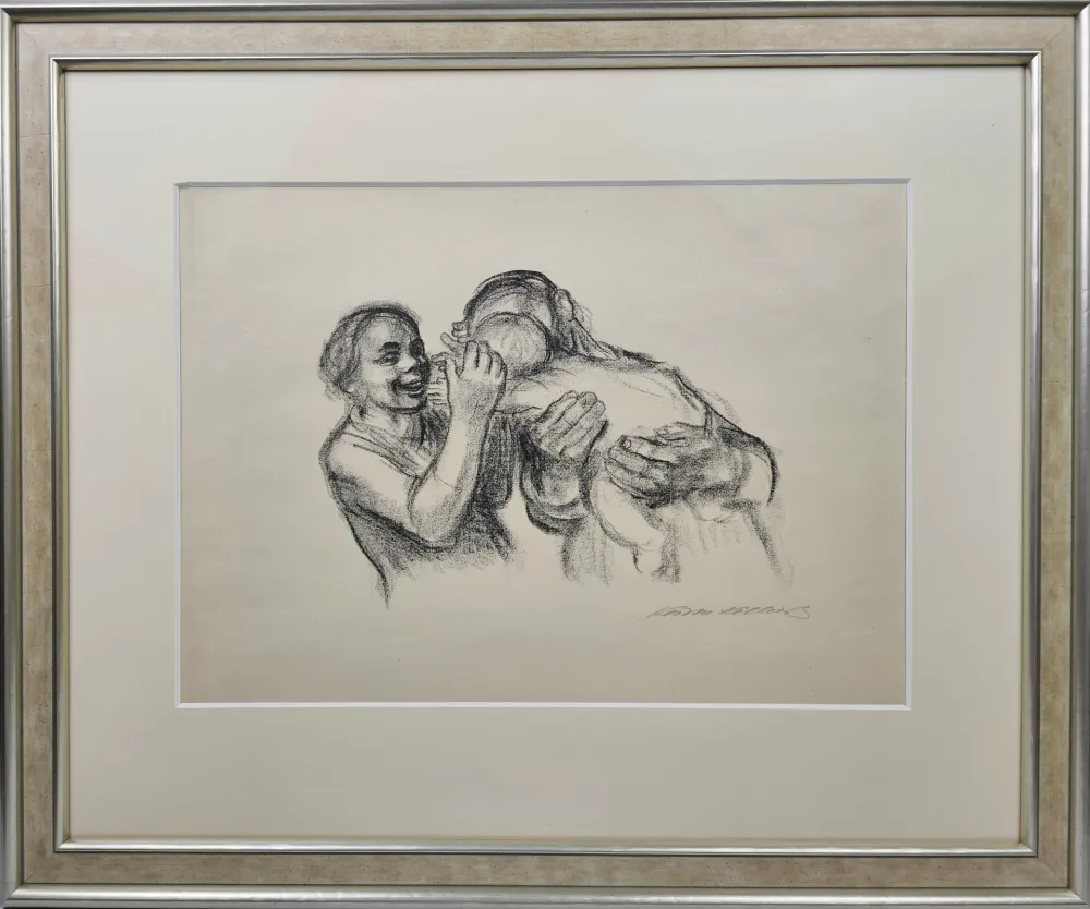 Lithograph Kollwitz - Eltern mit Kind (Mutterglück)